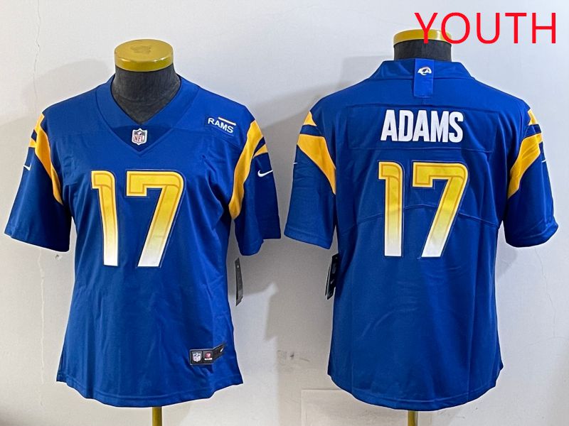 Youth Los Angeles Rams #17 Adams Blue Second generation 2025 Nike Limited NFL Jersey style 1